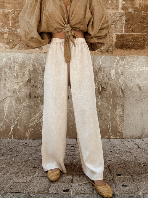 The Dream Girl Linen Trouser — Wide Leg Women's Trousers